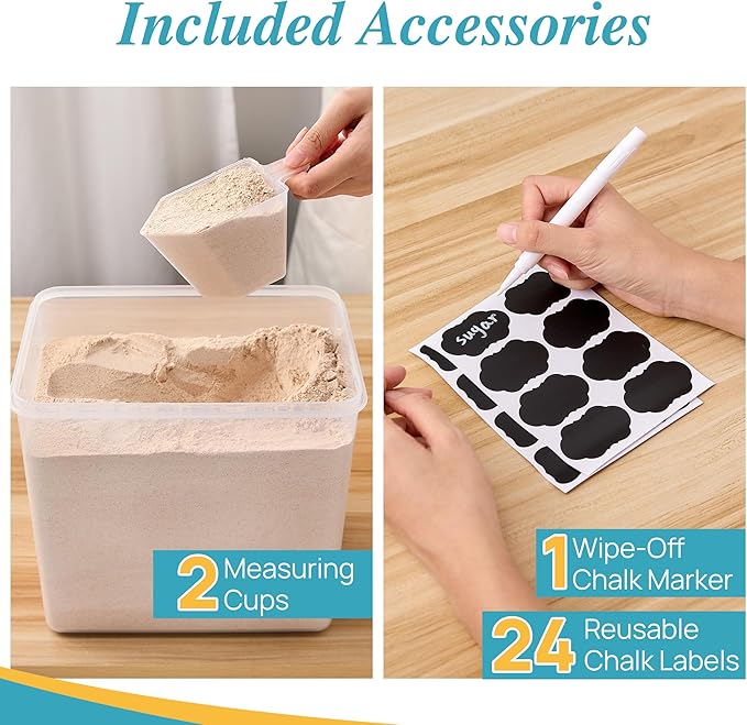 Vtopmart 9.5L 2 Pack Extra Large Flour Sugar Storage Containers for 25lbs flour, Airtight Kitchen Pantry Organization Canisters with Lids for Bulk food, Rice, Baking Supplies, BPA Free, Black - Image 8