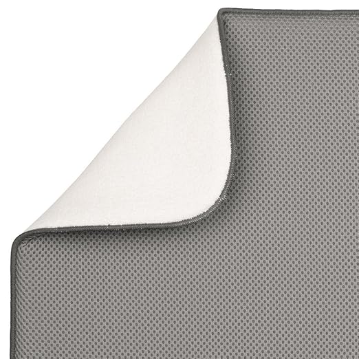 iDesign iDry Absorbent Kitchen Countertop Dish Drying Mat - 18" x 9", Mini, Pewter/Ivory