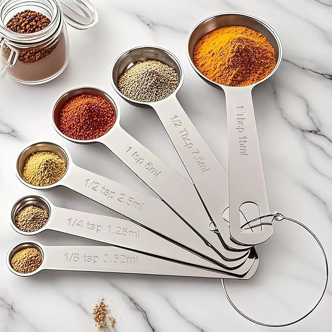 TILUCK Stainless Steel Measuring Spoons Set,Coffee Scoop Spoon,Kitchen Gadgets for Cooking & Baking,Set of 6 - Image 6