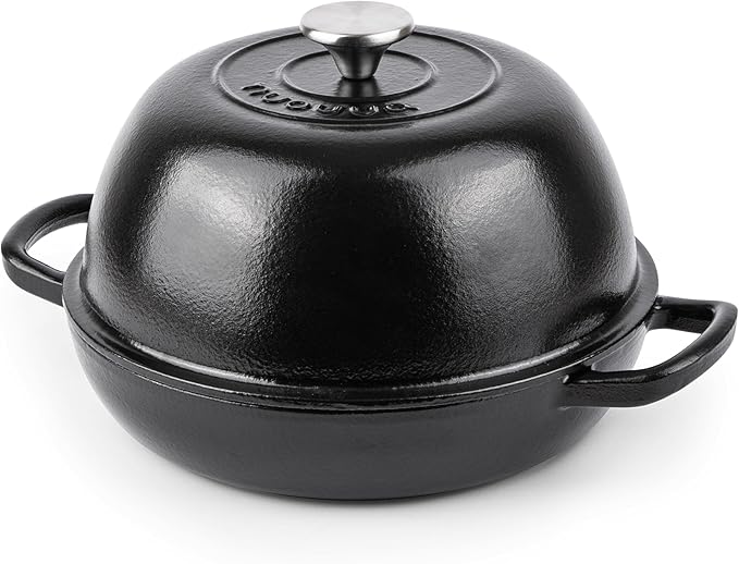 Enamelled Cast Iron Dutch Oven Pot – Dutch Oven For Sourdough Bread Baking – Cast Iron Bread Pot – Black, 6 Quarts, 26cm – by Nuovva - Image 8