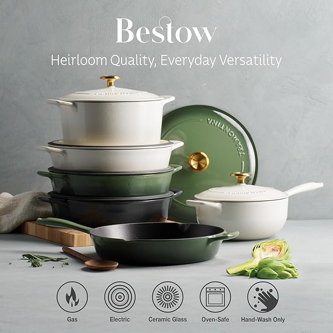 Tramontina Bestow Enameled Cast Iron Dutch Oven Pot with Lid, Round 5.5-quart, Smoke (Gold Knob) - Image 7