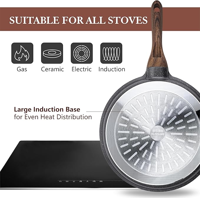 SENSARTE Nonstick Cookware Set 13-Piece, Non Stick Pots and Pans Set with Swiss Granite Coating, Healthy Kitchen Cooking Set, Stay-Cool Handles, PFOA Free - Image 9