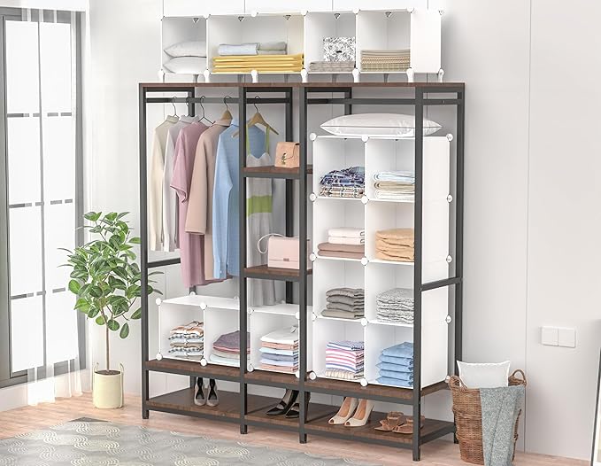 HOMIDEC Closet Organizers and Storage, 16 Cube Storage Organizer, Closet Organizer Bookshelf Cubes Shelves for Clothes, Bedroom, Kids Room, Bathroom, Wardrobe, Garment Racks, White - Image 9