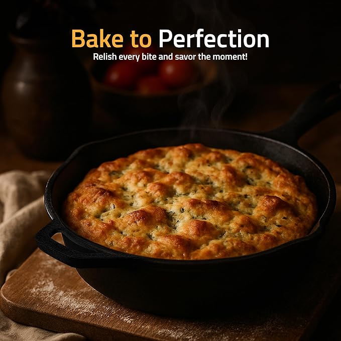 Utopia Kitchen Premium Cast Iron Skillets 12 Inch, Chef's Pan, Pre-Seasoned Frying Pan, Stovetop, Oven, Campfire and Grill Large Skillet, Even Heat Distribution Multipurpose Cast Iron Pan - Black - Image 8