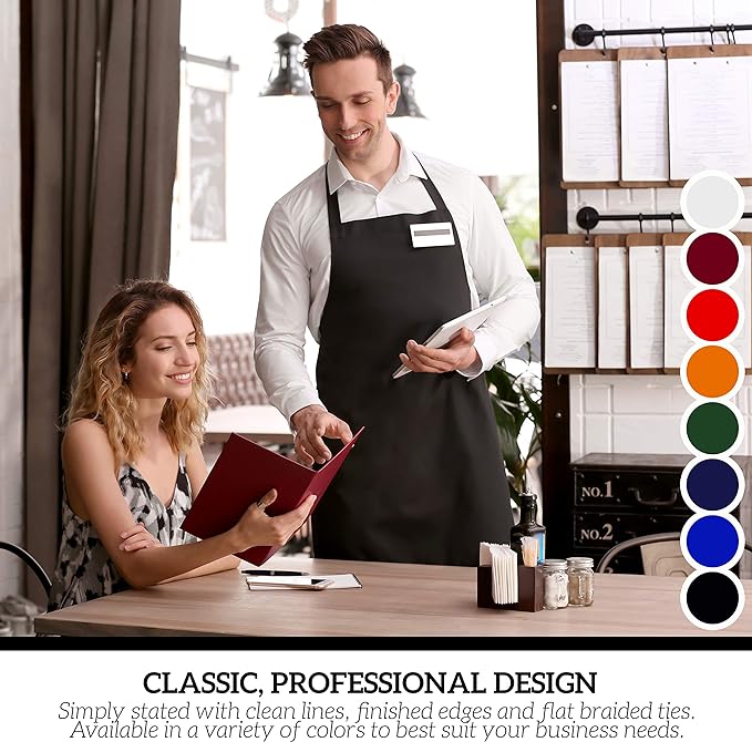 GREEN LIFESTYLE 12 Pack Professional Chef Apron – Grilling Aprons for Men, Waterproof Cooking Apron for BBQ, Work or Restaurant Use, Kitchen Aprons for Women – Burgundy, No Pockets - Image 7