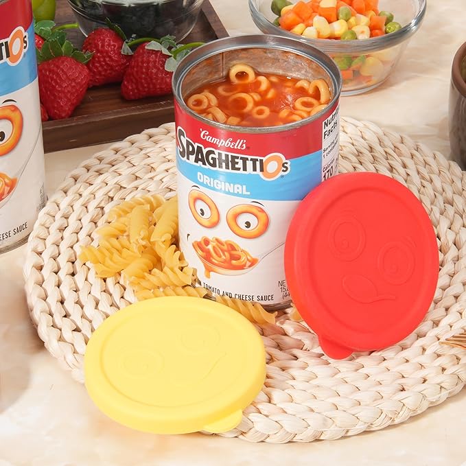 2 Packs Silicone Lids Compatible with SpaghettiOs Canned Pasta 15.6 oz and 15.8 oz, Food Sealing Lids for Can, Can Covers for Canned Good, Freezer&Dishwasher Safe (Can NOT Included)