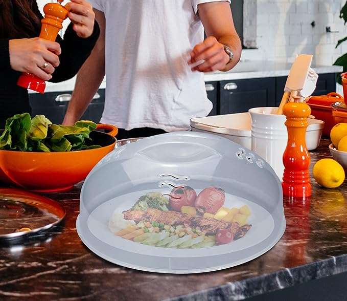 Microwave Splatter Cover for Food Large Microwave Plate Food Cover With Easy Grip Handle Anti-Splatter Lid With Enlarge Perforated Steam Vents,11.5 Inch,BPA Free & Dishwasher Safe - Image 6