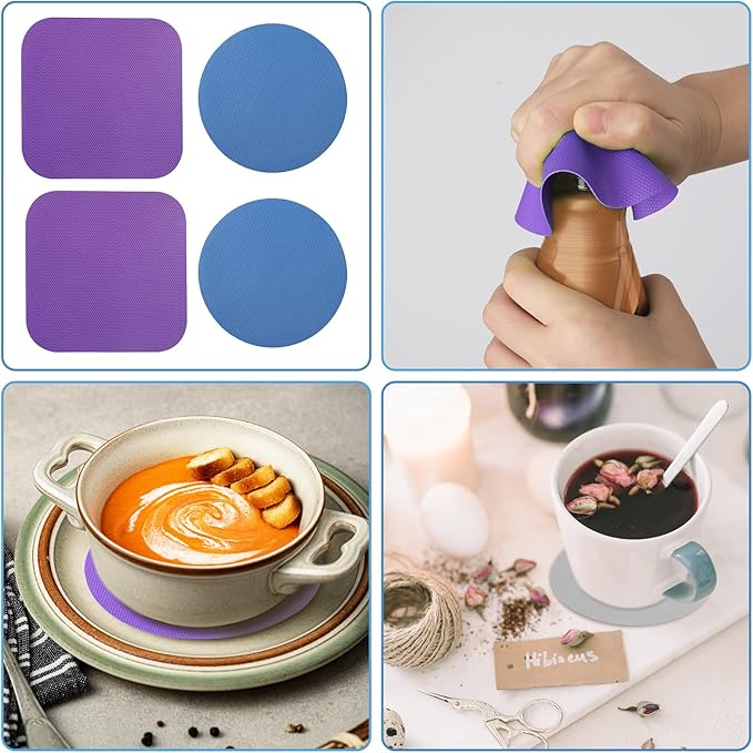 LUTER 4pcs Jar Opener, Rubber, Multi-function Silicone Bottle Opener for Seniors with Weak Hands Lid Cap Gripper Pads Kitchen Coasters Gadgets(Blue, Purple) - Image 7