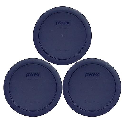Pyrex 7201-PC 4-Cup Navy Blue Food Storage Replacement Lid (3-Pack) - Made in USA by Pyrex
