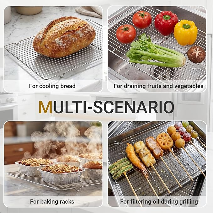 Lounsweer Cooling Racks, 24L x 16W x 1H Stainless Steel Wire Rack for Baking Sheet, Large Cookie Cooling Rack, Oven Safe Cooking Racks for Sheet Pan, Dishwasher Safe, Full Size