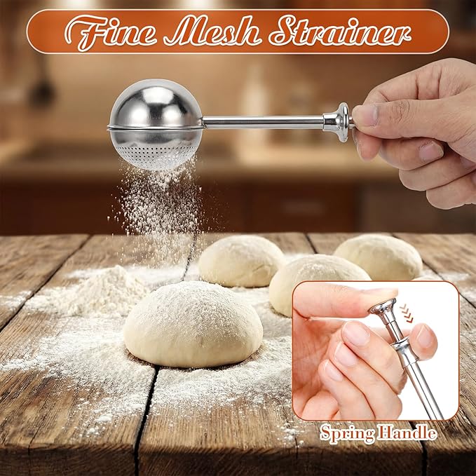10 Pcs Stainless Steel Pastry Biscuit Cutter Set Include 3 Cup Flour Sifter Biscuit Cutter Pastry Scraper Dough Scraper Silicone Baking Mat Fine Mesh Strainer for Cooking Cookies Donuts Cake - Image 7