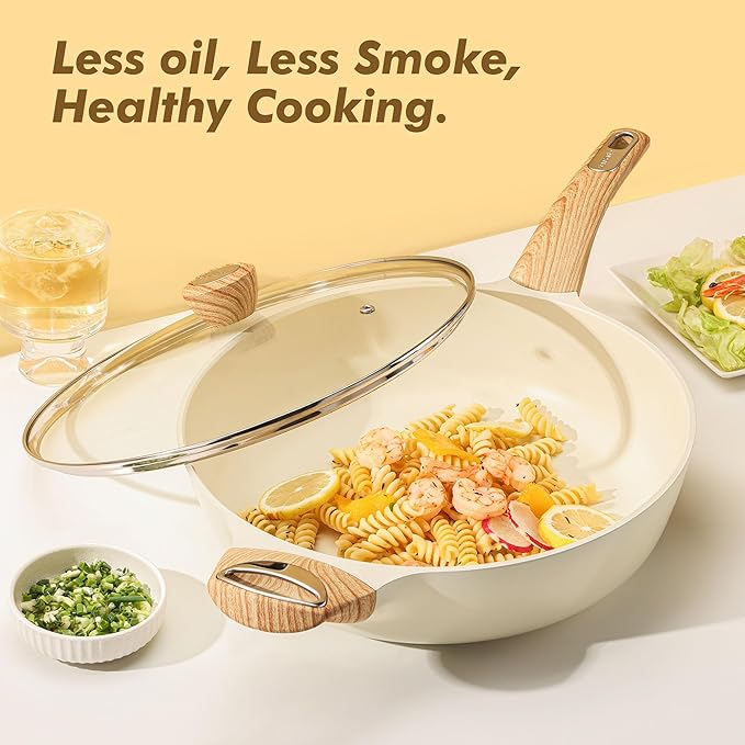 SENSARTE Ceramic Nonstick Frying Pan Skillet with Lid, 10.5 Inch Deep Frying Pan, 3.8 Qt Saute Pan, Induction Pan, Healthy Non Toxic Cooking Pan with Helper Handle, PFOA PFAS PTFE Free - Image 7