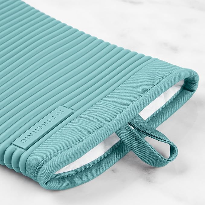 KITCHENAID Ribbed Soft Silicone Oven Mitt 2-Pack Set, 7.5"x13", Mineral Water Aqua - Image 5