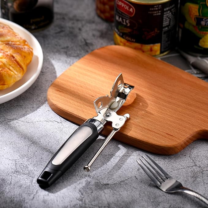 Gisafai 20 Pcs Can Opener Manual Bulk Smooth Edge with Sharp Blade and Soft Non Slip Grip Handle Heavy Duty Handheld Safety Can Opener, Black and Silver - Image 6