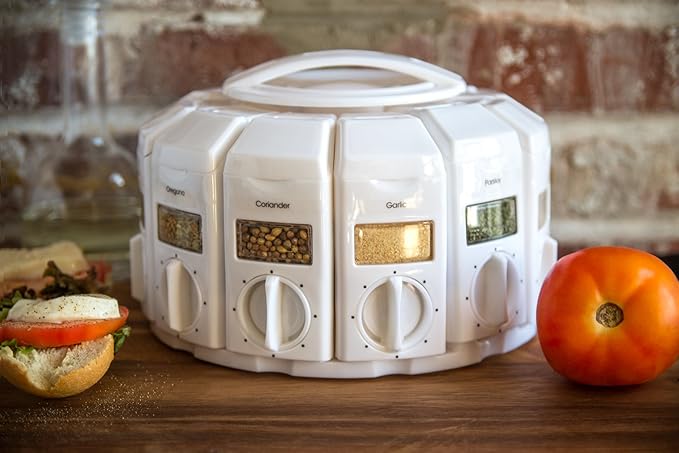 KitchenArt Spice Rack, Select-A-Spice Auto-Measure Rotating Spice Rack, White, 12 Compartments - Image 13
