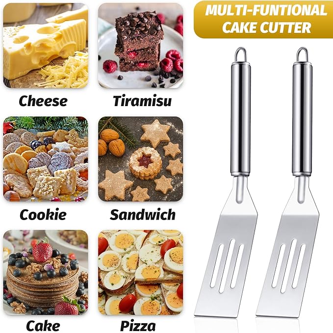 Patelai 5 Pack Mini Spatula, Small Stainless Steel Serving Spatula for Brownies, Cookies, Eggs and Pancakes, Solid Blade, Offset Handle, Dishwasher Safe Kitchen Turner (Slotted,Stainless Steel Handle)