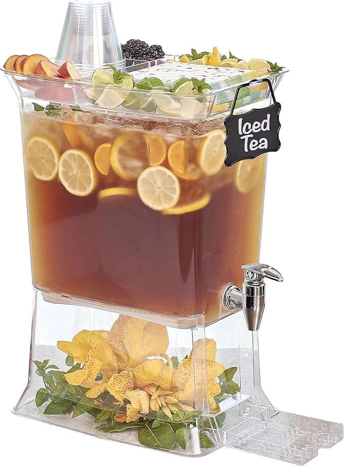 Buddeez Tritan™ Beverage Dispenser with Party Top Lid and Drip Tray - 3 Gallon Drink Dispenser - Drink Dispenser - BPA Free