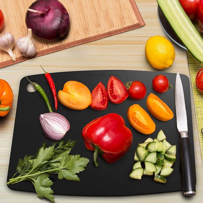 Dishwasher Safe Cutting Boards for Kitchen - Extra Large Composite Wood Cutting Boards - Thin, BPA Free & Eco-Friendly Chopping Board (18 x 12 Inch, Slate Black) - Image 8