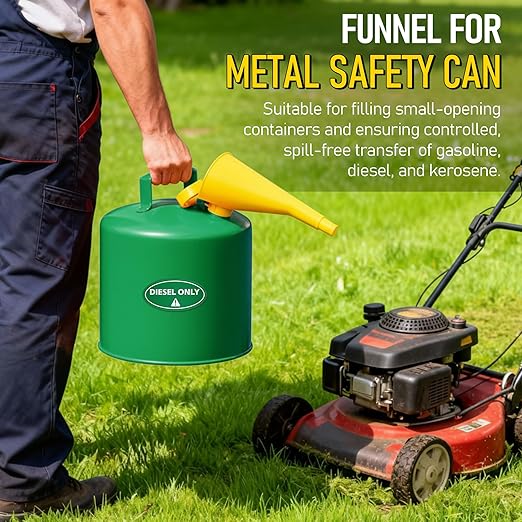 Plastic Funnel for Type I Metal Safety Cans, Compatible with Eagle F15FUN, Fits 1/2/5 Gallon Cans, 10" HDPE Funnel, Includes Diesel Only, Gasoline Only, Mixed Fuel Stickers(2 Pack)