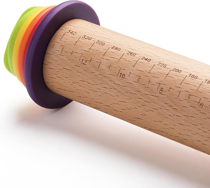 BAMBOO LAND- Adjustable Rolling Pin with Thickness Rings for Baking, 13.8", 4 Colorful Thickness Rings (2-10 mm or 1/16"-3/8"), Wood Rolling Pins for Baking, Bread, Pizza Doughs - Image 8