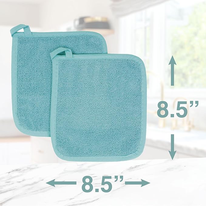 RITZ Terry Potholder & Hot Pad: Unparalleled Heat Resistant, Durable 100% Cotton – Ergonomically Designed for Optimal Grip – Easy-Care Machine Washable – 4-Pack, Dew - Image 7