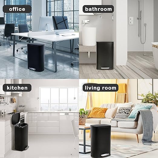 50 Liter / 13 Gallon Kitchen Trash Can with Lid, Stainless Steel Foot Pedal and Plastic Inner Bucket, Fingerprint-Resistant Soft Close Lid Garbage Can, Odor Proof Hygienic, Black, Gallom - Image 7