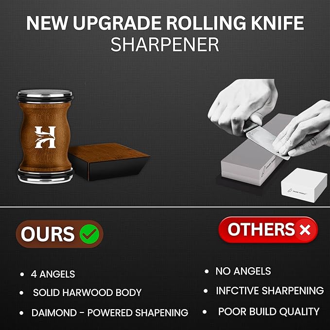 4 Angles High Carbon Stainless Steel Rolling Knife Sharpener with 400, 1000 & 3000 Replacement Discs - Blunt Knife Sharpening Kit with 12°, 15°, 20°, and 25° Sharpening for Kitchen & Chef's Knives - Image 9