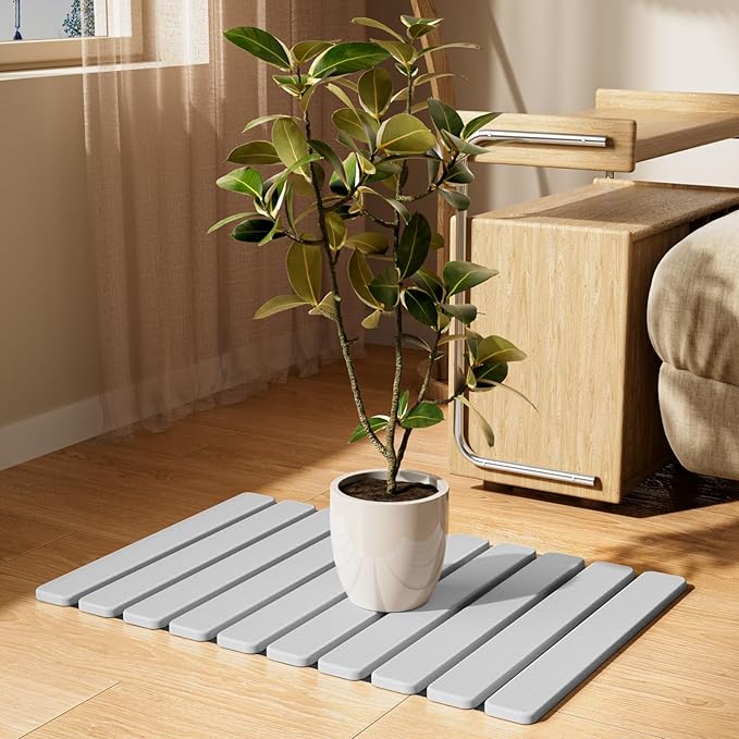 Foldable Stone Bath Mat, Quick Dry Stone Drying Mats for Bathroom, Super Absorbent Rollable Bath Mat, Non Slip, Large Diatomaceous Earth Dish Drying Mats for Kitchen Counter, 23.5 x 15.4in - Image 8