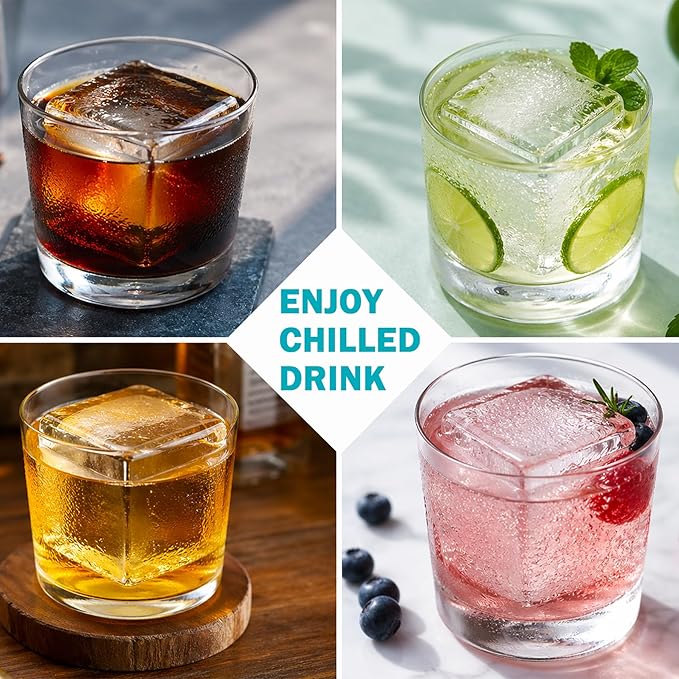Stainless Steel Ice Cube Tray, Large Ice Cube Trays Mold for Whiskey, Metal Ice Cube Trays for Freezer with Release Lever Remove Handle, Cocktails Whiskey Ice Cubes Mold, Easy Release Large Ice Cubes