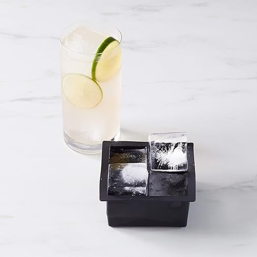 Amazon Basics Large Silicone Square Ice Cube Trays for Freezer, Dishwasher Safe, 4.25 x 4.25 x 1.77 in, Black, Set of 2 - Image 4