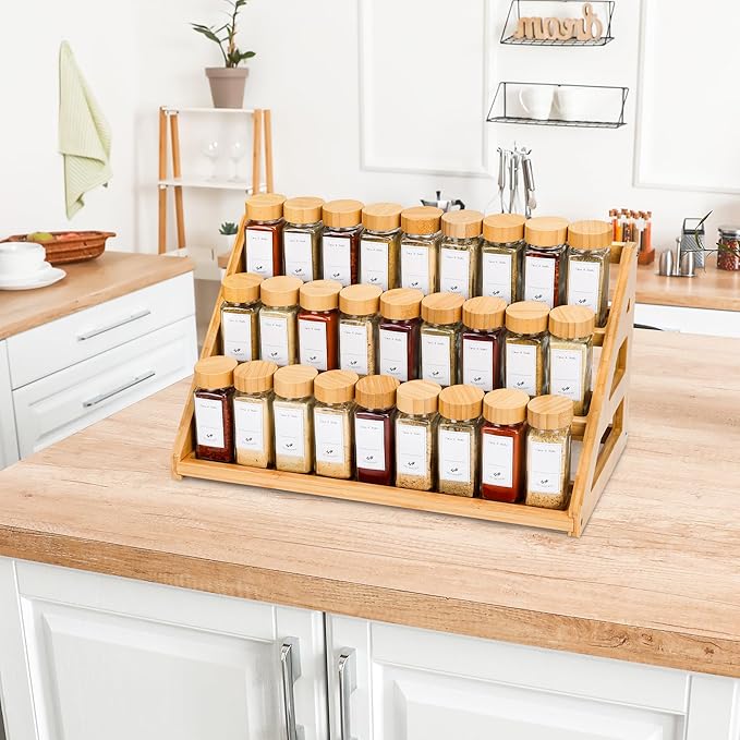 Spice Rack, Spice Organizer -3 Tier Bamboo Spice Racks, Solution for Spice Storage in Kitchens, Countertops,Storage Rooms and Other Places - Image 8