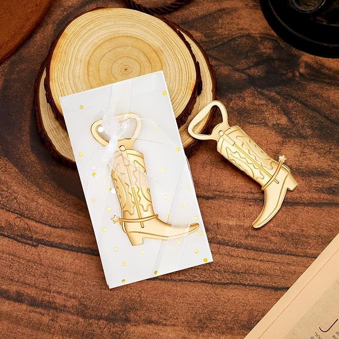 Hortsun 36 Sets Cowboy Boot Bottle Openers Baby Shower Bottle Opener Favors for Guest Party Bottles Opener Gifts Bulk for Baby Shower Wedding Birthday Party Favor Decoration Supplies(Gold)