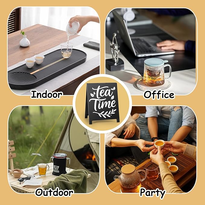Tea Time Coffee Sign for Cafe Teas Bar Decor Signs Tea Coffee Station Accessories Gift for Coworker Women Men Home Office Kitchen Decor Plaque Table Centerpiece (Black) - Image 7