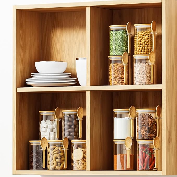Glass Sugar Container with Spoon - 1 Pack 15oz Glass Jars with Bamboo Lid and Spoon, Bamboo Lid Storage Jar Containers for Coffee Beans, Spice, Brown Sugar, Tea, Flour, Nuts, Candy, Salts and More - Image 7