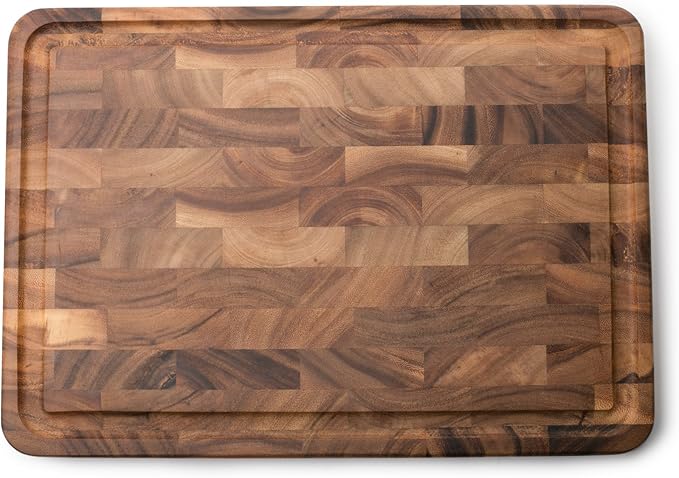 Ironwood Gourmet Large End Grain Prep Station and Large End Grain Prep Board With Juice Channel Set, Acacia Wood - Image 7