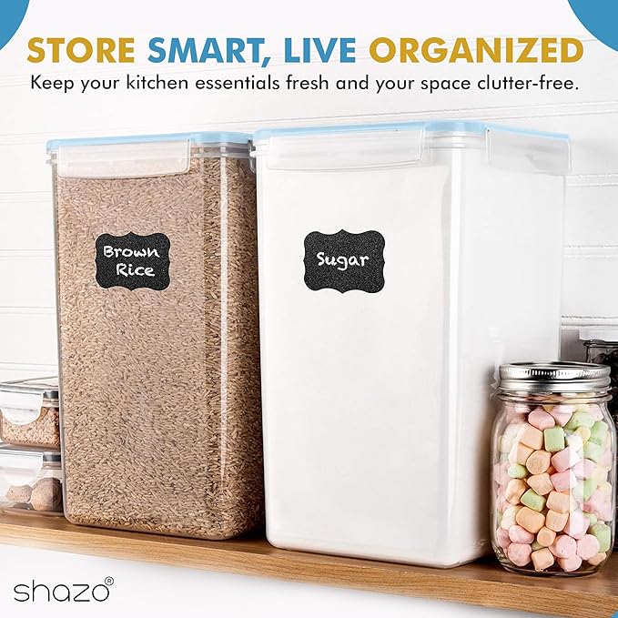 Shazo 2 PC (9.5L | 321 Oz) Extra Large Bulk Food Storage Containers with Airtight Lids for Flour, Sugar, Rice, Cereal & Pasta - Leakproof, BPA-Free Plastic Canisters for Kitchen & Pantry Organization - Image 8