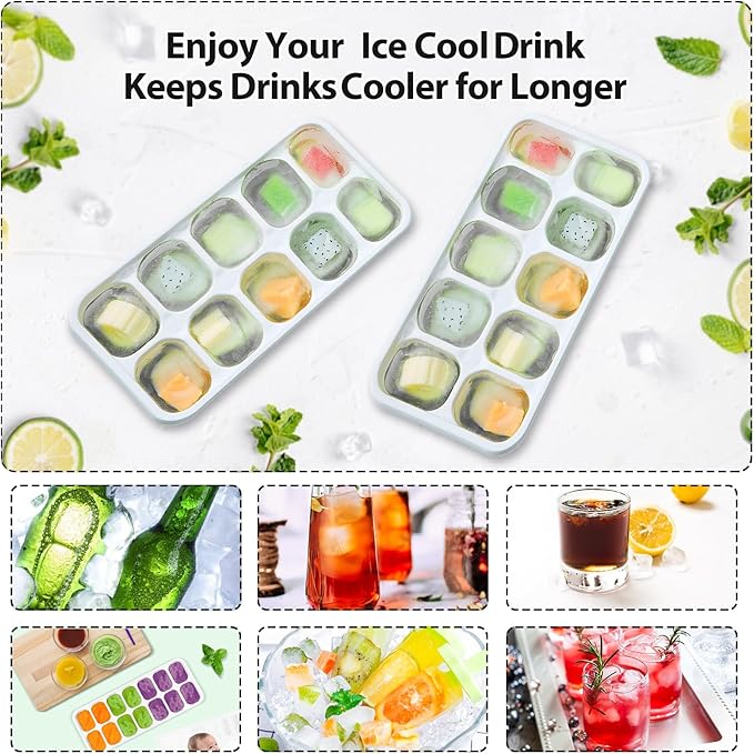 DOQAUS Ice Cube Tray with Lids - 4 Pack Stackable Silicone Ice Trays for Freezer, BPA & LFGB Safe, Easy Release for Kitchen, RV, Cocktail, Coffee, Soup & Food - Image 6