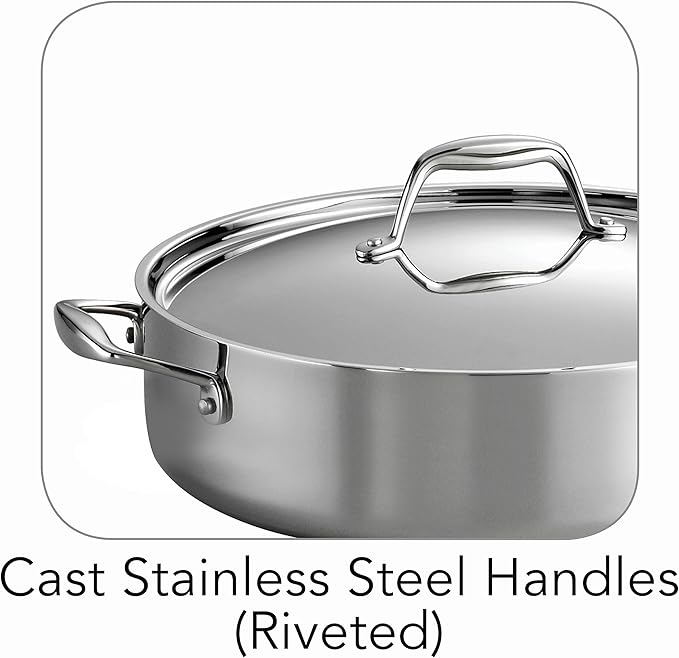 Tramontina Signature Tri-Ply Clad Stainless Steel 6-Quart Saute Pan with Lid, Induction-Ready Cooking Pan, Dishwasher-Safe, NSF-Certified, Made in Brazil - Image 5