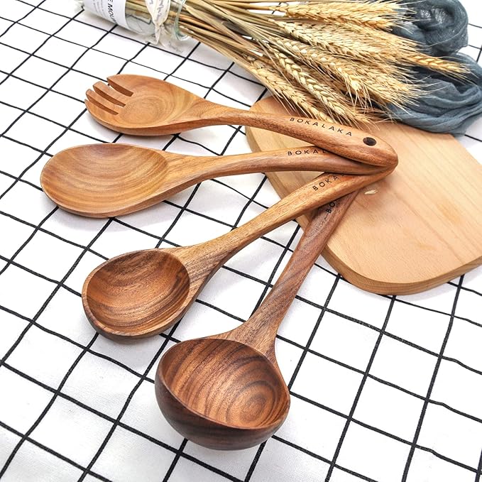 11 Pcs Wooden Kitchen Utensils Set - Wooden Spoons, Spatulas and More for Cooking - Image 6