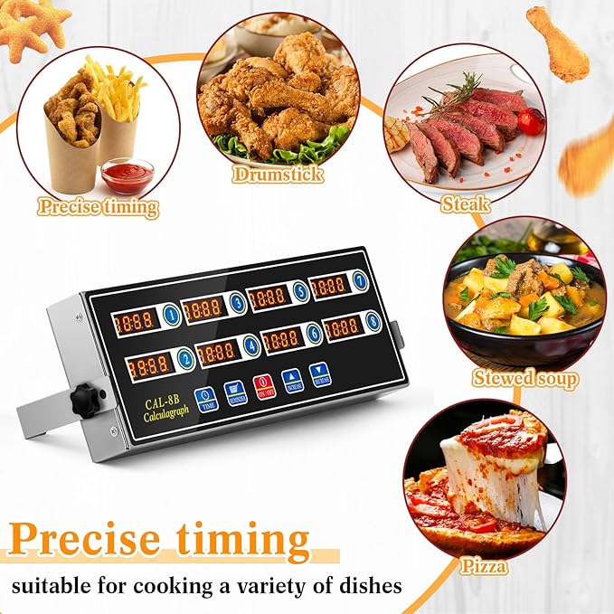 Relaxweex 1 Pack Commercial 8 Channel Digital Kitchen Timer, Multi-Countdown Timer with Loud Alarm & Large LCD Display, Wall Mount or Countertop for Restaurant, Fry Station, Baking & Lab Use - Image 7