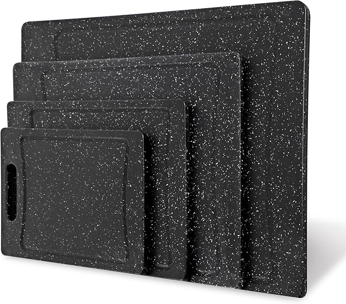 COOK WITH COLOR Non-Slip Cutting Board Set – Kitchen Essentials with Easy Grip Handle for Meat, Veggies, and Fruits, 4 Cutting Boards, Black - Image 8