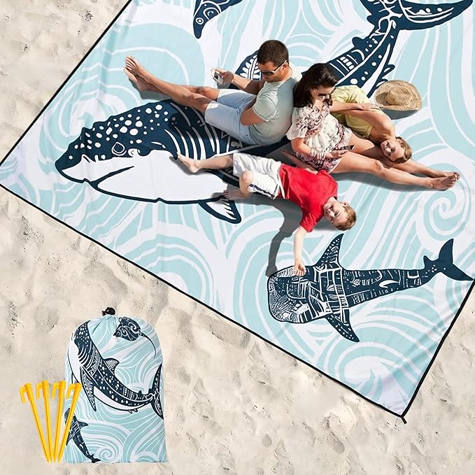 WIWIGO Beach Blanket Waterproof Sandproof Beach Mat 79" X 83"/10'x9'for 2-8 Adults Quick Drying Outdoor Picnic Mat Beach Accessories for Travel, Camping, Hiking - Image 6