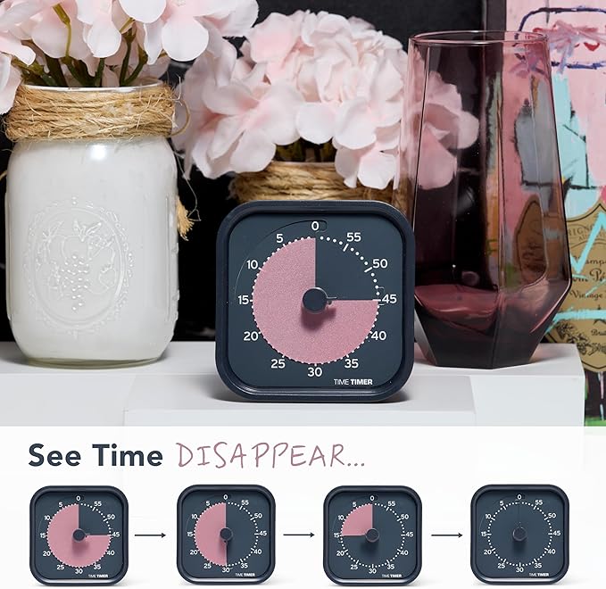 Time Timer MOD Home - Metallic Series - Individual Sized 60 Minute Visual Countdown Timer for ADHD, Adults, Students, and Pomodoro with Silent Operation (Metallic Storm) - Image 4