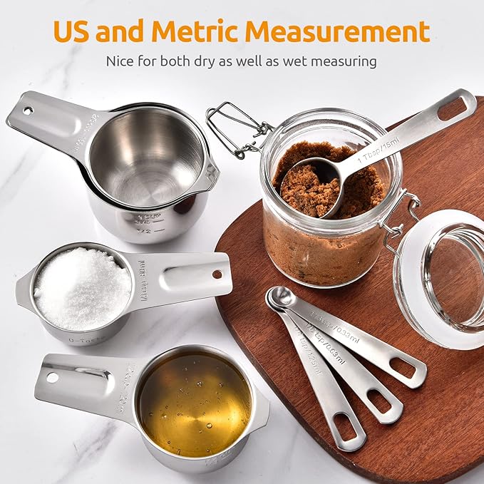 U-Taste Measuring Cups and Spoons Set of 15 : 7 Measuring Cups and 7 Measuring Spoons with 2 D-Rings and 1 Professional Magnetic Measurement Conversion Chart - Image 8