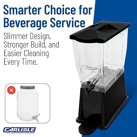 Carlisle FoodService Products Trimline Rectangular Beverage Dispenser Drink Dispenser with Spigot for Catering, Buffets, Restaurants, Polycarbonate (Pc), 3.5 Gallons, Black - Image 7