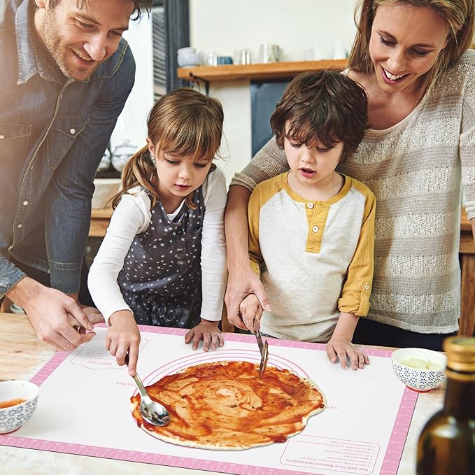 Non-stick Silicone Pastry Mat, Extra Large Baking Mat for Cookie Bread Pizza Pie Crust, Silicone Dough Mat for Rolling, Non-slip& Heat Resistant - Image 7