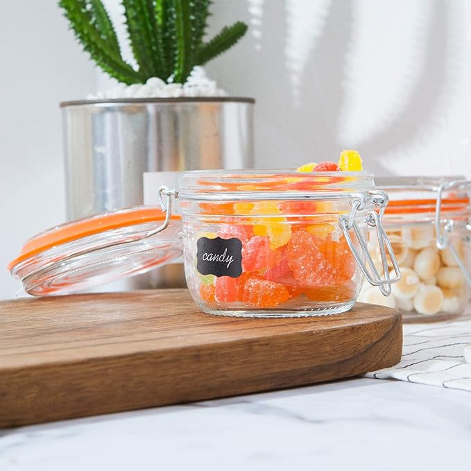 Small Glass Jars With Airtight Lids, Glass Spice Jar 5 oz,Maosn Jars With Leak Proof Rubber Gasket 150ml,Glass Storage Containers With Hinged Lid,Kitchen Canisters 12 Pack - Image 7