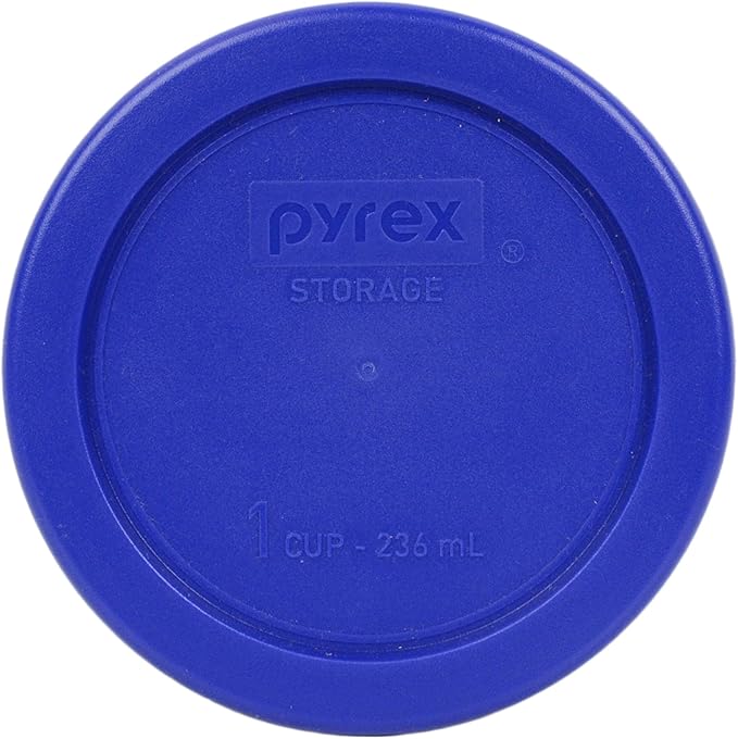 Pyrex (2) 7202-PC 1-Cup Cadet Blue, (2) 7200-PC 2-Cup Dark Blue, (2) 7201-PC 4-Cup Cadet Blue and (1) 7402-PC 6/7-Cup Dark Blue Lids - Made in USA - Image 5