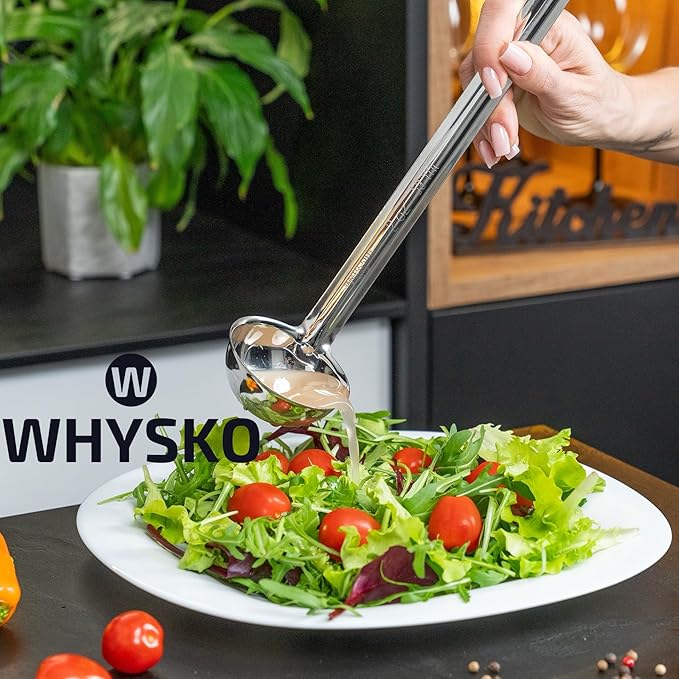 Whysko Soup Ladles Stainless Steel Multipack, 2, 4, 6 & 8 oz Metal Ladle Spoons, Rustproof Heat-Resistant Materials for Cooking and Serving Soups and Sauces, Commercial Grade Kitchen Essentials