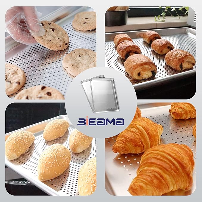 BIEAMA 6 Pack Half Size 18" x 13" Aluminum Baking Sheet Pan Perforated, Commercial Bakery Equipment Cookie Sheets, NSF Approved Baking Tray - Image 8